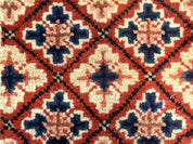 Small Antique Chinese Rug 2x2, Red Blue Square Rug Mat, Handmade, Tibetan Rug