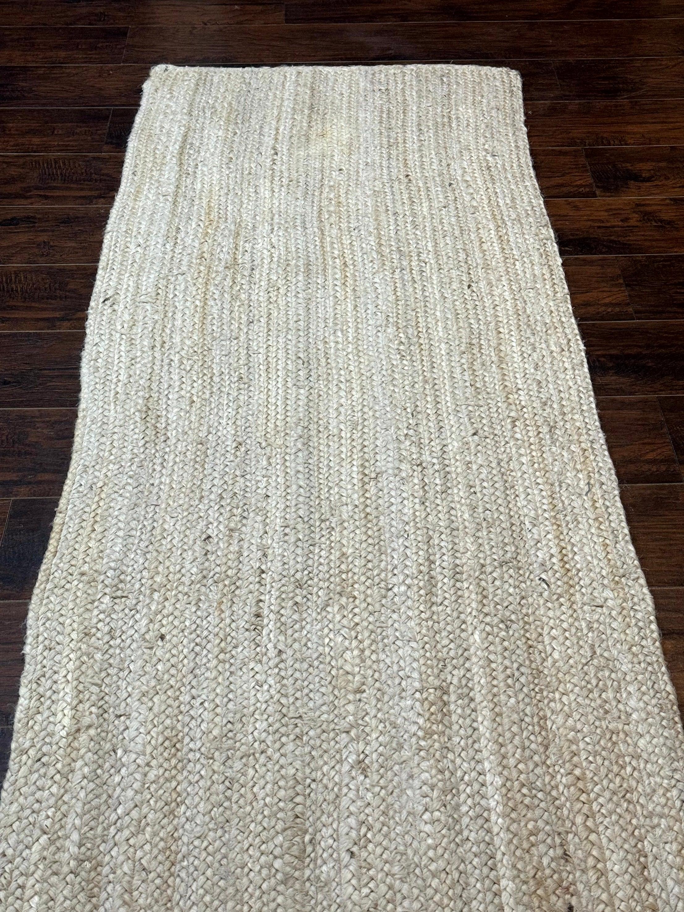 Modern Jute Runner Rug 2.7 x 10, Rug for Hallway or Kitchen, Farmhouse Rug
