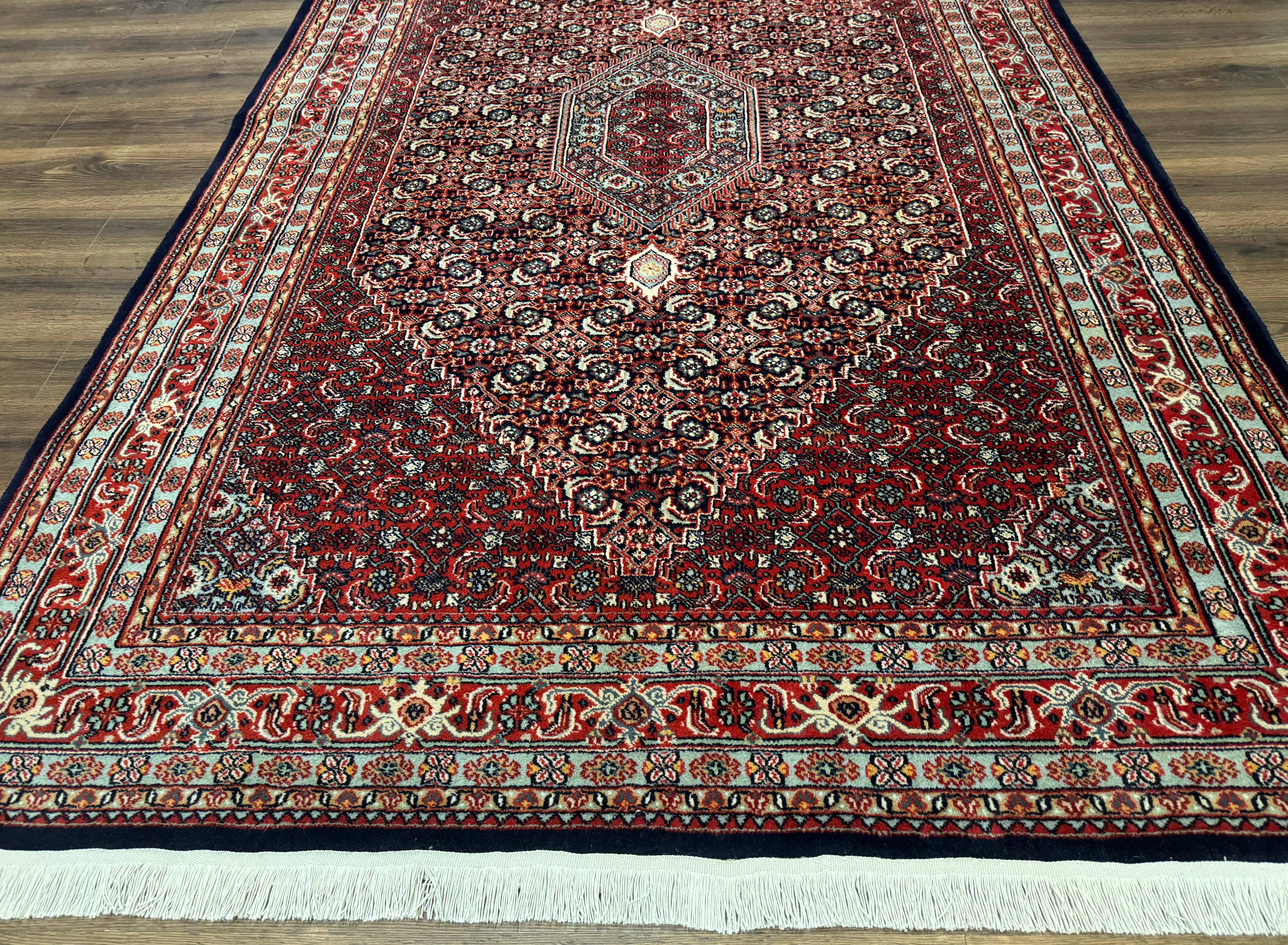 Indo Persian Bijar Rug 6x9, Hand Knotted Wool Carpet