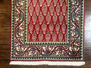Persian Tabriz Runner Rug 3x16, Paisley Boteh Design, Red and Cream, Rug for Hallway, 16ft Wool Runner