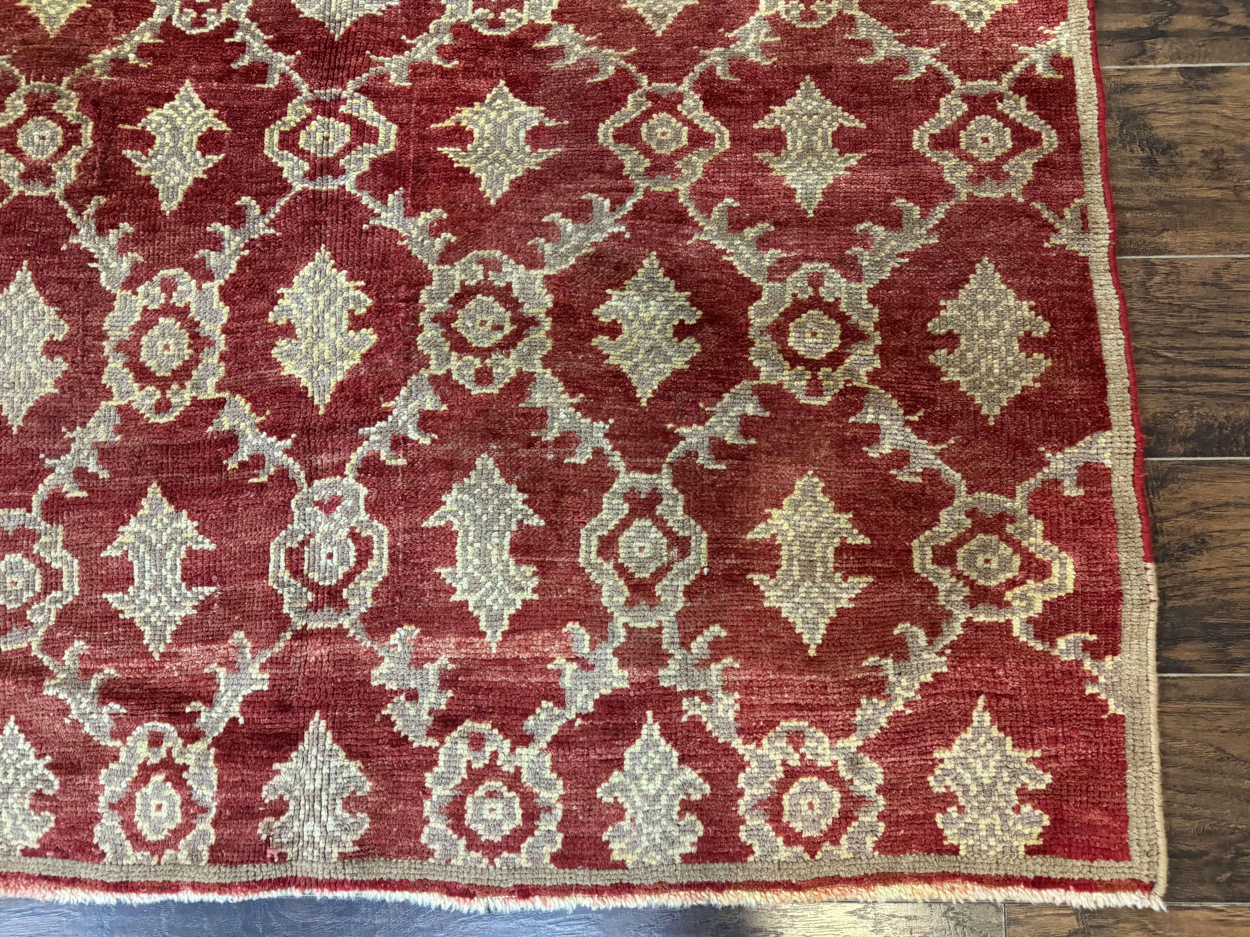 Modern Turkish Oushak Rug 5x8, Brick Red