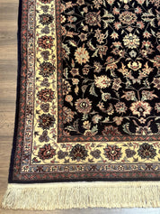 Sino Persian Rug 4x6, Navy Blue and Cream, Floral Allover Oriental Carpet