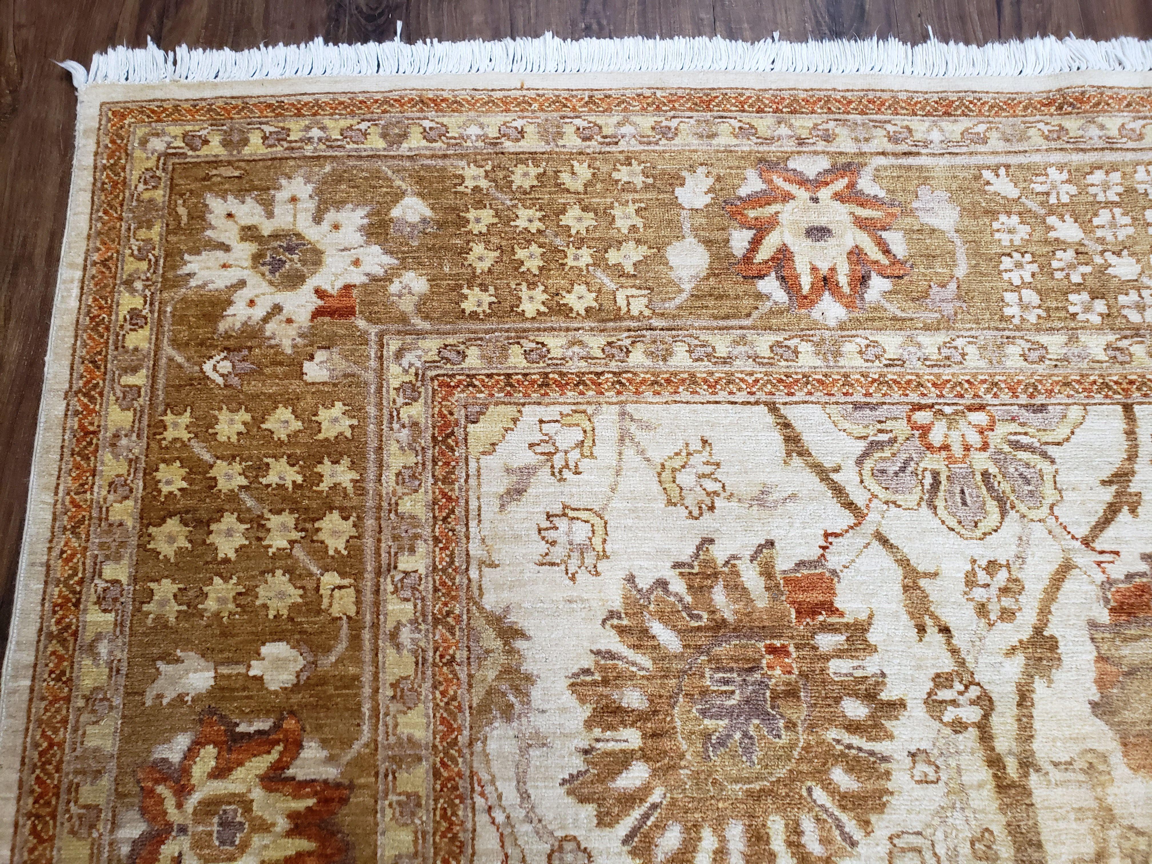 8x10 Oushak Rug, Pakistani Peshawar Wool Carpet, Beige Tan