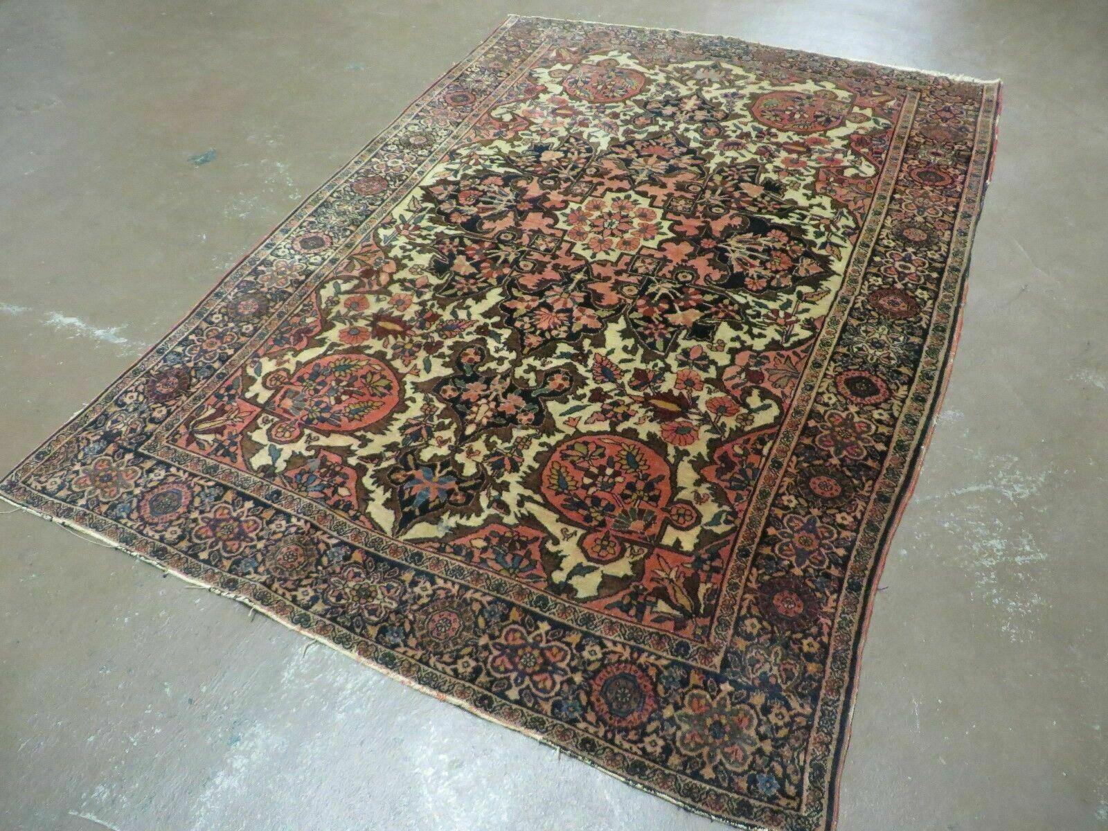 4' X 6' Antique Ultra Fine Handmade India Floral Oriental Wool Rug Carpet Nice