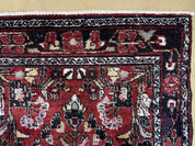 3' 4" X 9' Antique Handmade Wool Rug Runner Floral Organic Dyes Red Nice