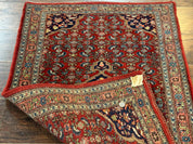 Persian Bidjar Rug 2.7 x 4, Red and Navy Blue, Small Persian Area Rug, Semi Antique