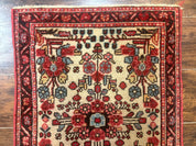 Small Antique Persian Rug 2x3, Beige and Red, Floral, Wool, Hamadan Rug