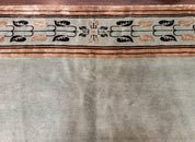 Palace Size Nepali Rug 9x18, Open Field, Light Mint Green, Wool Hand Knotted, Modern Contemporary