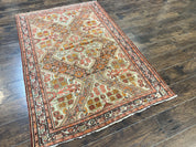 Wonderful Antique Persian Malayer Rug 4x6, Wool Hand Knotted Authentic Oriental Carpet, Very Fine