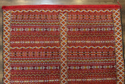 Moroccan Kilim Rug 4x8, Flatweave, Bohemian, Red Ivory Orange