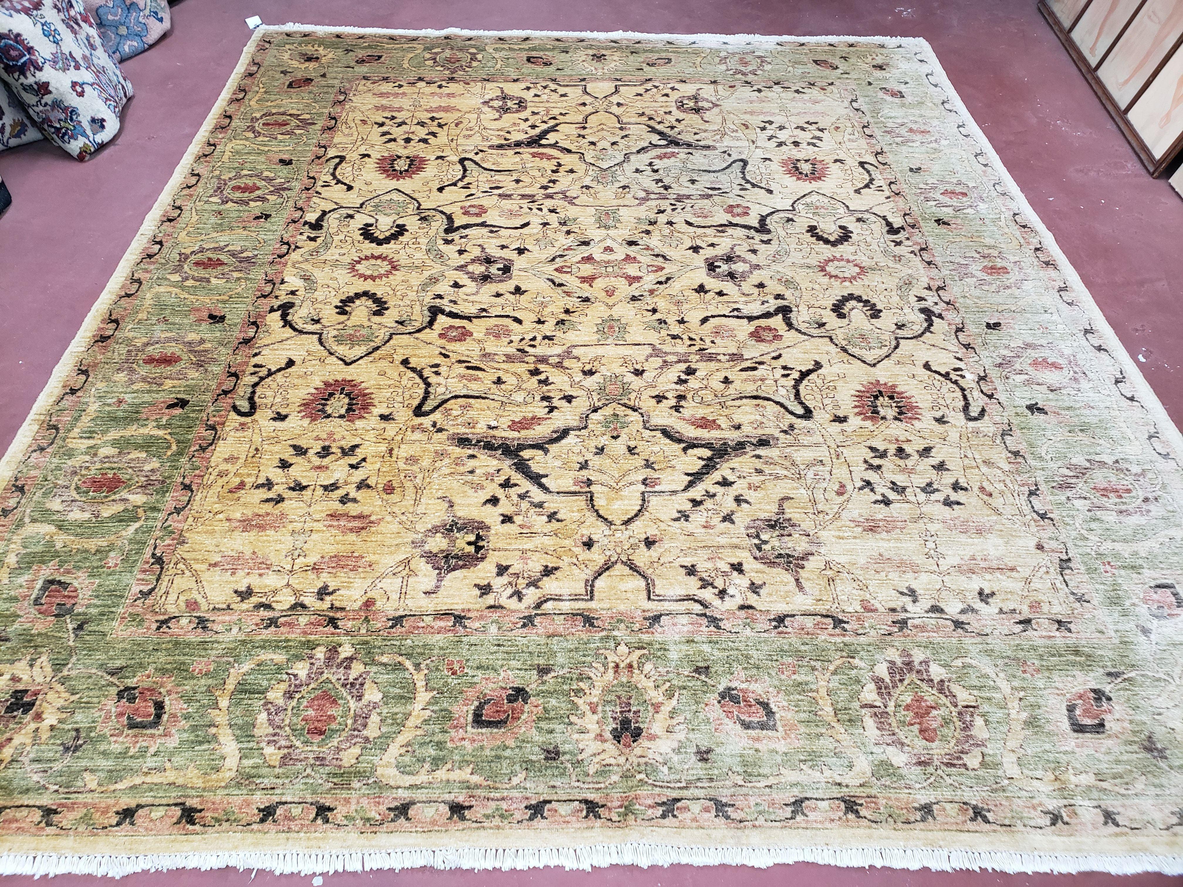 Pakistani Peshawar Rug 8x10, Farmhouse Rug, Oushak Carpet, Wool