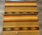 South American Rug Blanket 2.7 x 5.6, Wool, Handmade, Navajo Design, Orange Brown