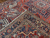 Antique Persian Heriz Rug – 11x16 Palace Size, Geometric Medallion, 1920s