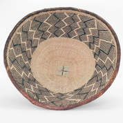 Two Tone Woven African Round Catch All Basket zig zag pattern