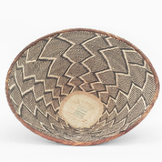 Two Tone Woven African Round  Basket zig zag pattern