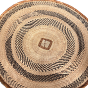 Two Tone Woven African Round Catch All Basket large flat