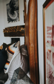 Wall Mount Bed | Classic Brown Leather Hanging Headboard | XL King | Wyoming & Alaskan King