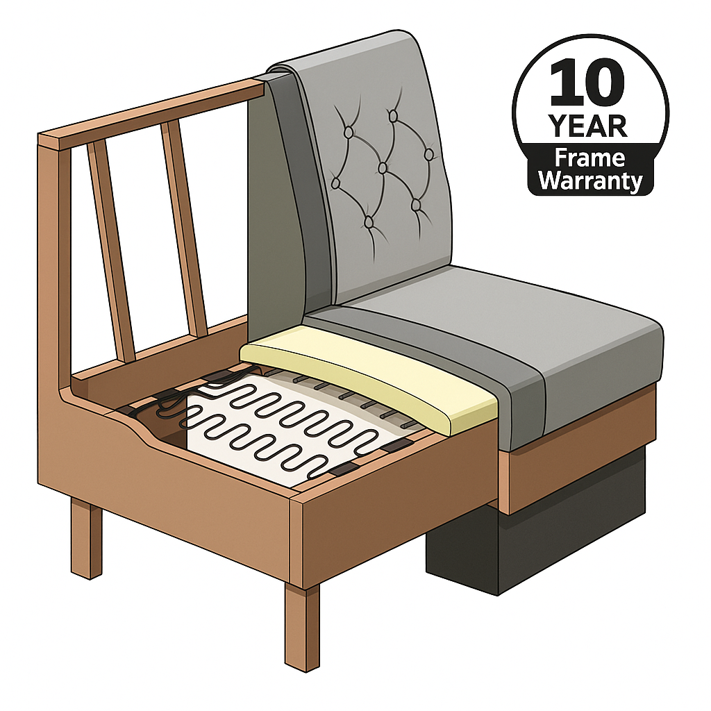 Ribbed Black Leather Banquette