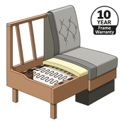 Ribbed Black Leather Banquette