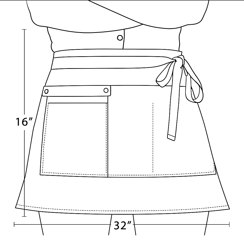 Custom Waxed Canvas Half Apron – Leather Trim Utility Belt for Baristas, Bartenders & Artists