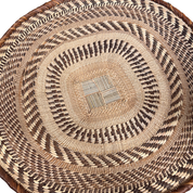 Two Tone Woven African Round flat Catch All Basket