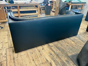 Ribbed Black Leather Sofa or Banquette
