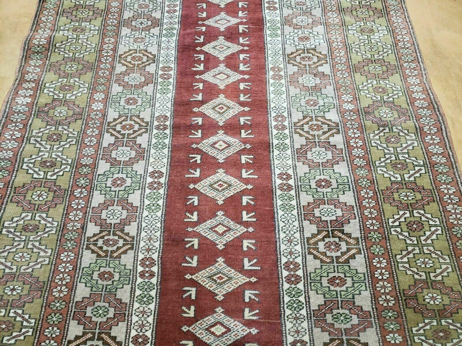 4' X 8' Antique Handmade Turkish Melas Oushak Wool Rug