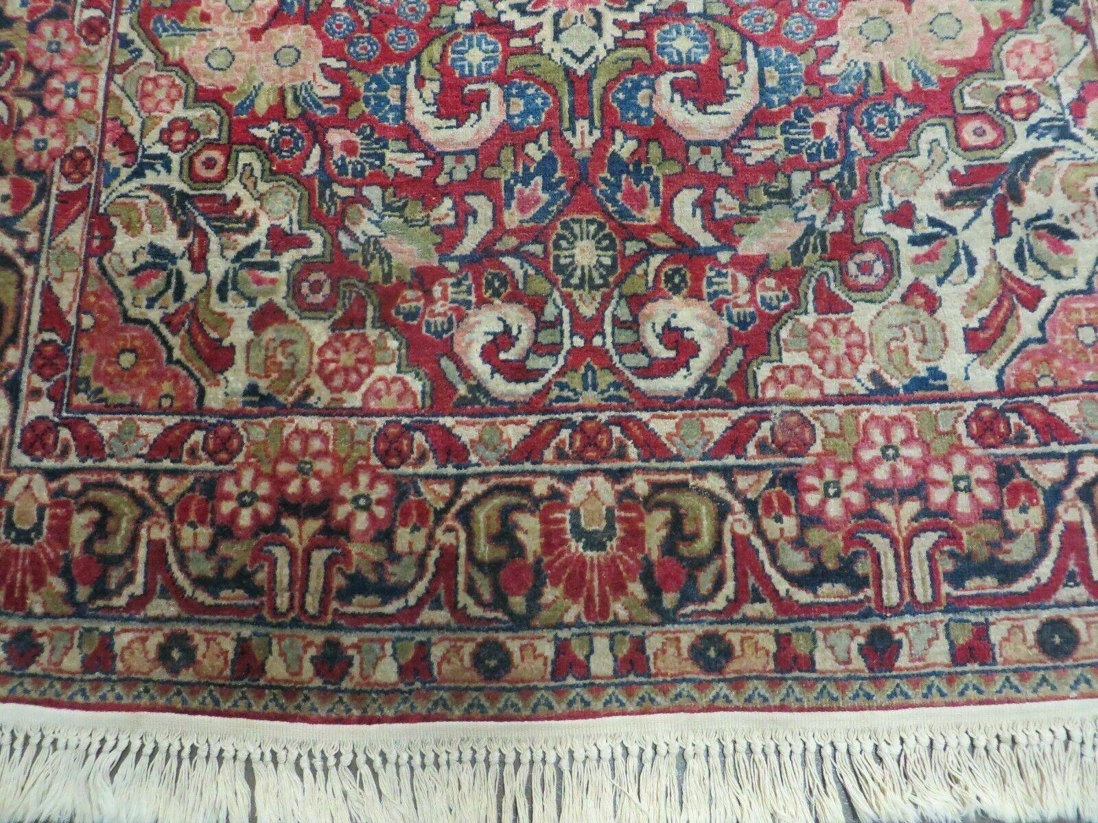 Persian Sarouk Rug 4.6 x 5, Red, Semi Antique, Floral