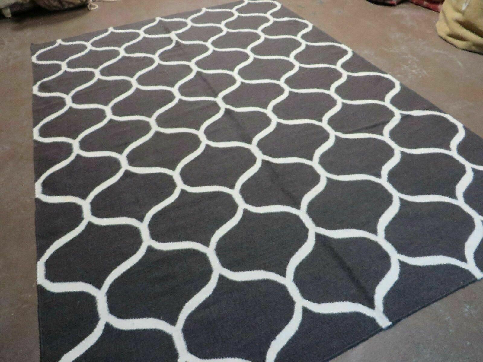 5' X 8' Modern Contemporary Hand Made Flat Weave Wool Rug Veg Dyes Nice