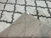 Modern Shag Rug, Ivory and Gray, Diamond Panel Design, Room Sized Area Rug