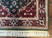 Green Indo Persian Bidjar Runner Rug 3x10, Green and Red