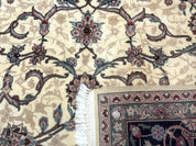 Sino Persian Rug 8x10, Allover Pattern, Beige and Midnight Blue, Wool Oriental Carpet