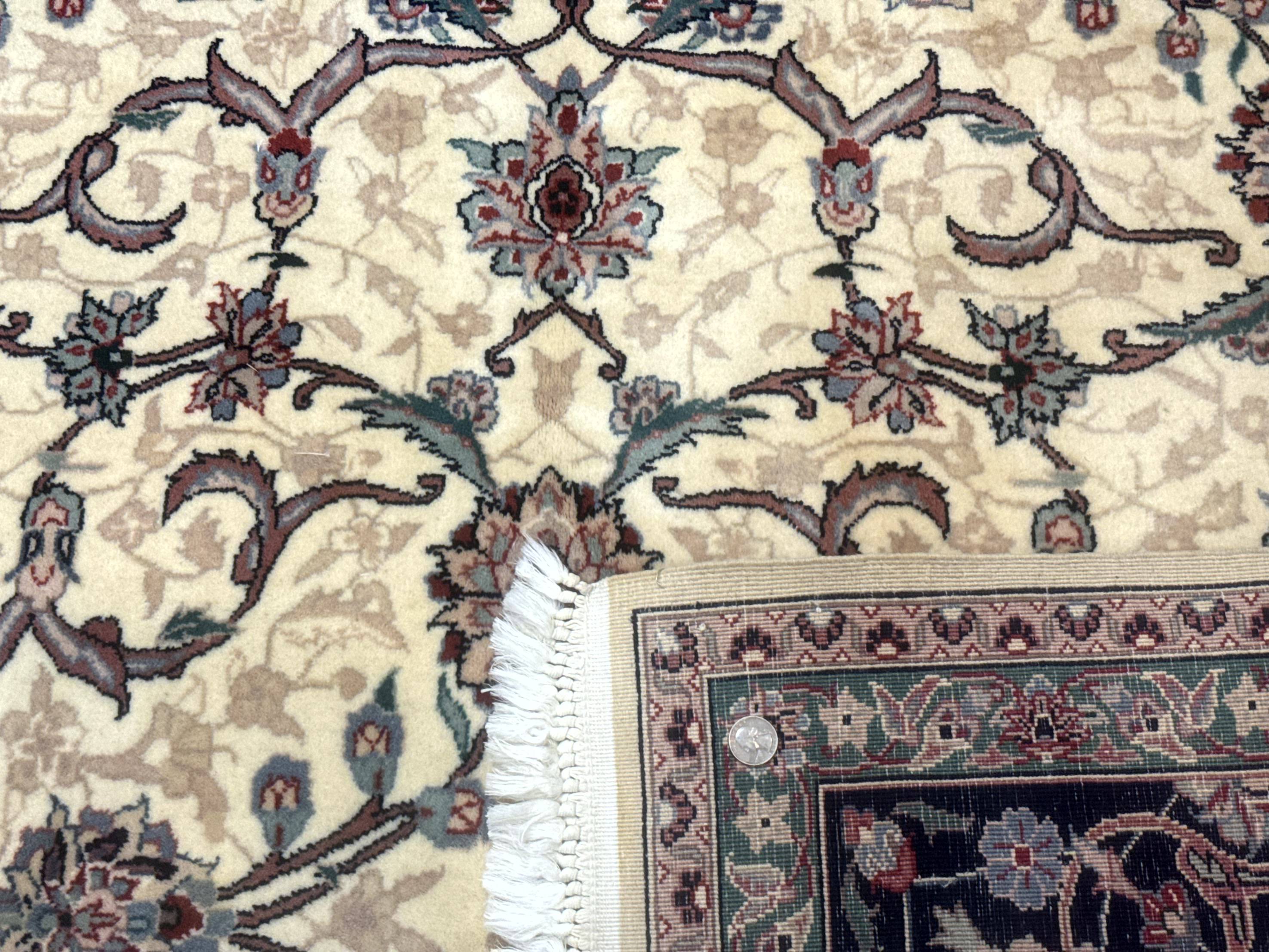 Sino Persian Rug 8x10, Allover Pattern, Beige and Midnight Blue, Wool Oriental Carpet