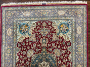 Stunning Persian Tabriz Rug 5x7, Signed by Masterweaver, Maroon, Floral Medallion, Ultra Fine 70 Raj 625 KPSI, Kork Wool Silk Foundation, Handmade