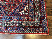 Persian Tribal Rug 6x11, Red Blue Ivory, Antique Persian Carpet, Hamadan Dargazin Carpet