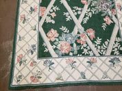 3' 6" X 5' 6" Hand Stitched Indian Wool Rug with Backing Green Beige