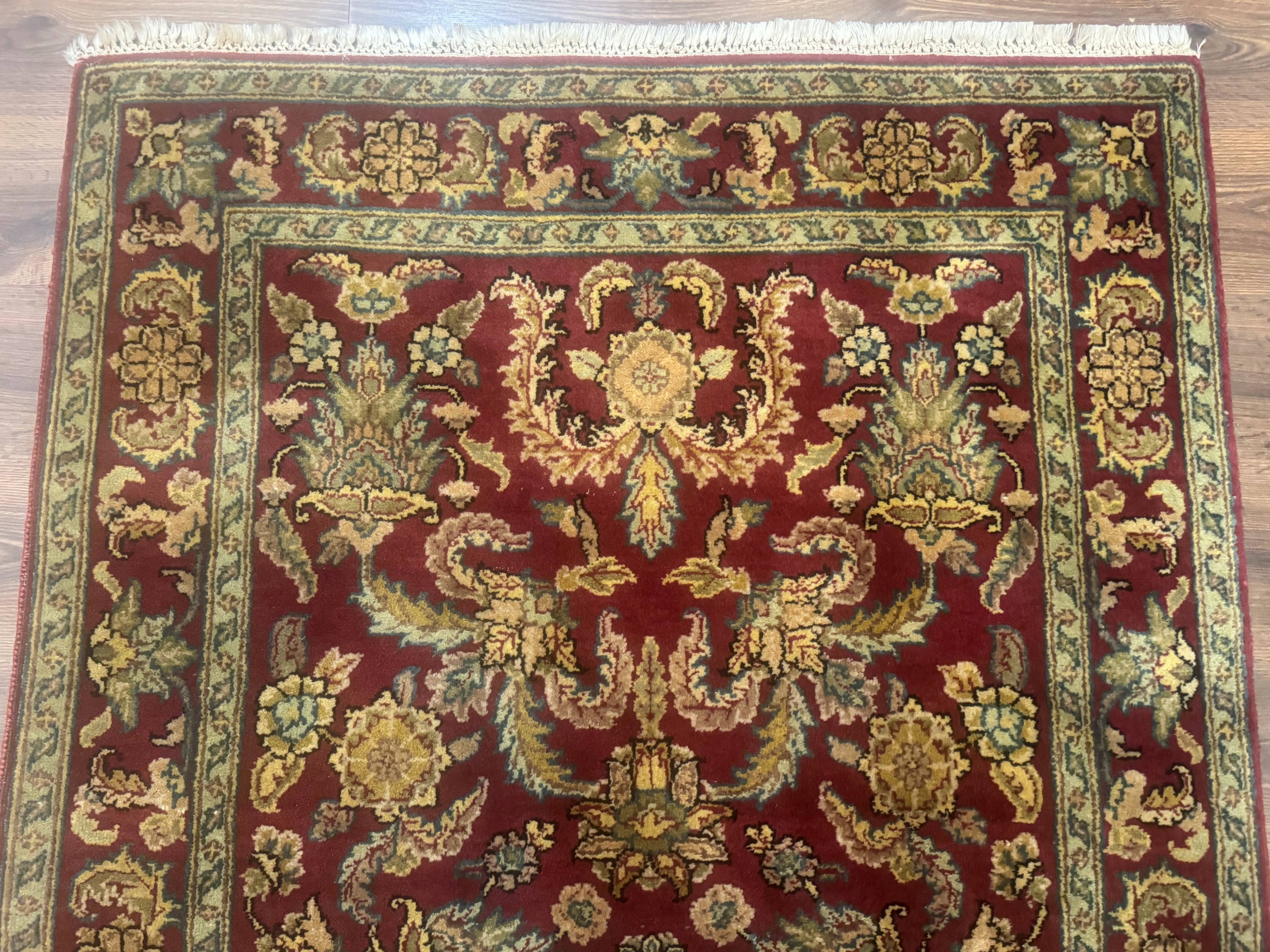 Indo Persian Mahal Rug 4x6, Floral Allover Pattern, Maroon