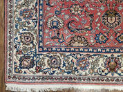 Semi Antique Persian Kashan, Red & Cream, Hand-Knotted, Wool, 4' 8" x 6' 6", Pair A
