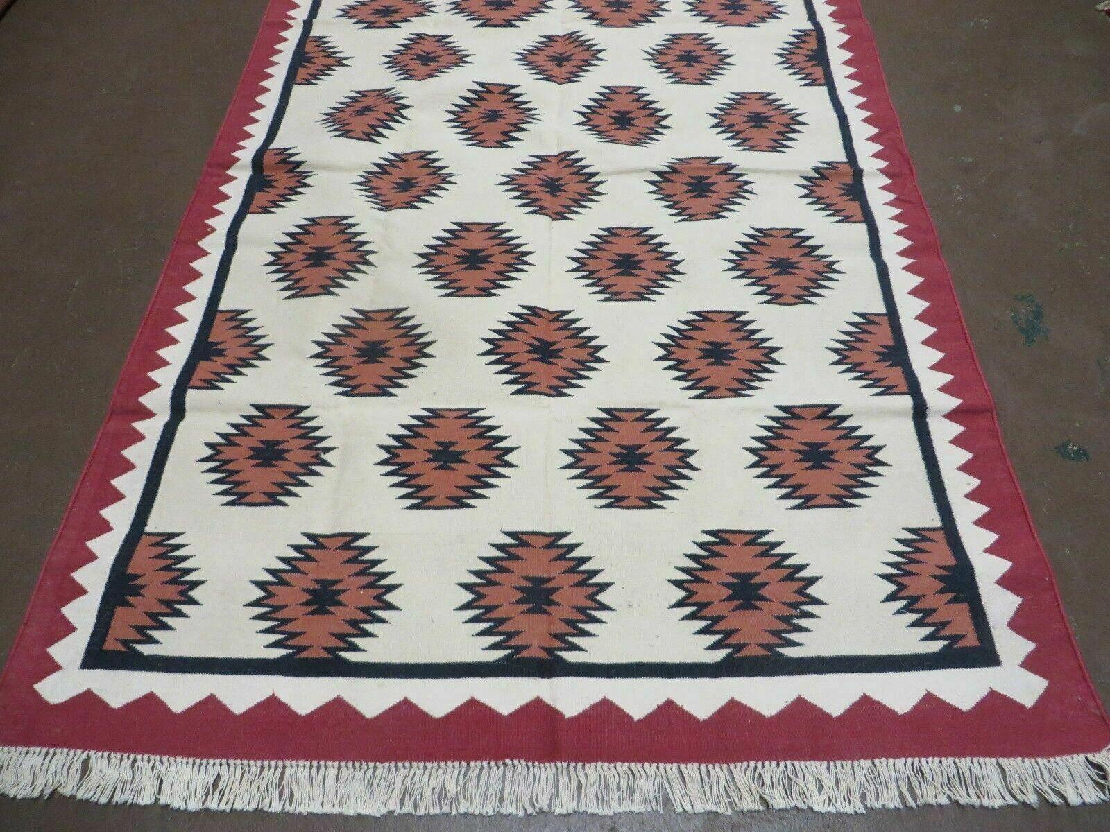 5' X 8' Hand Woven Wool Rug Contemporary Kilim Dhurrie Modern Oriental Area Rug