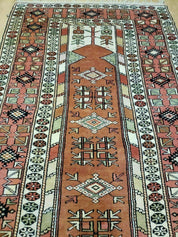 4' X 7' Antique Handmade Turkish Melas Oushak Wool Rug