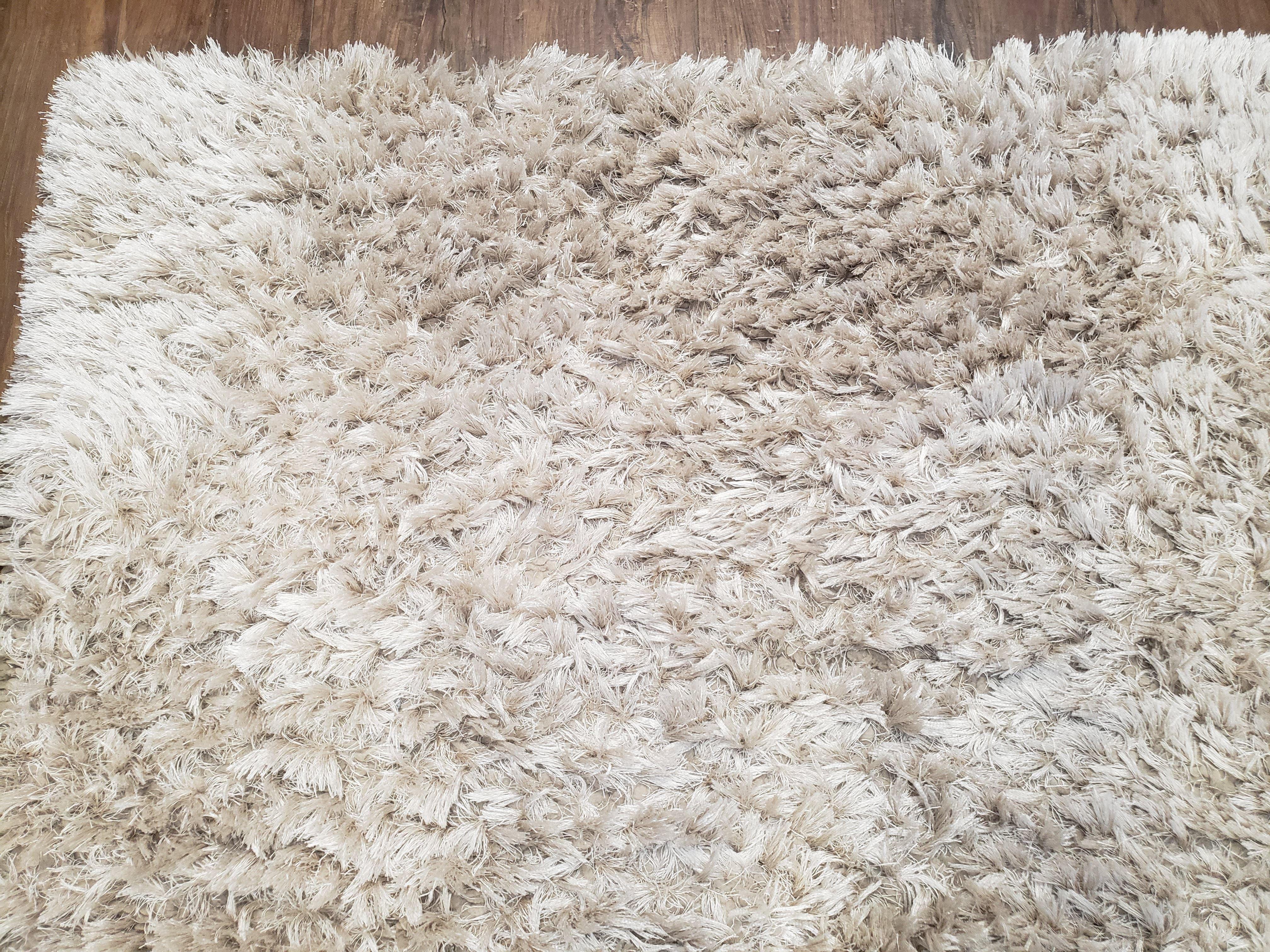 Ivory Shag Rug 6x7, Flokati Carpet, Shaggy Soft Plush Pile Area Rug, Modern Contemporary