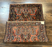 Antique Persian Lilihan Rug 2x4, Red, Floral, Wool, Handmade Lilian Persian Carpet