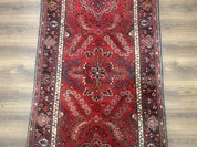 Red Persian Rug 2.6 x 6.8, Floral, Antique Per'sian Carpet, Persian Malayer Rug, Hamadan Rug
