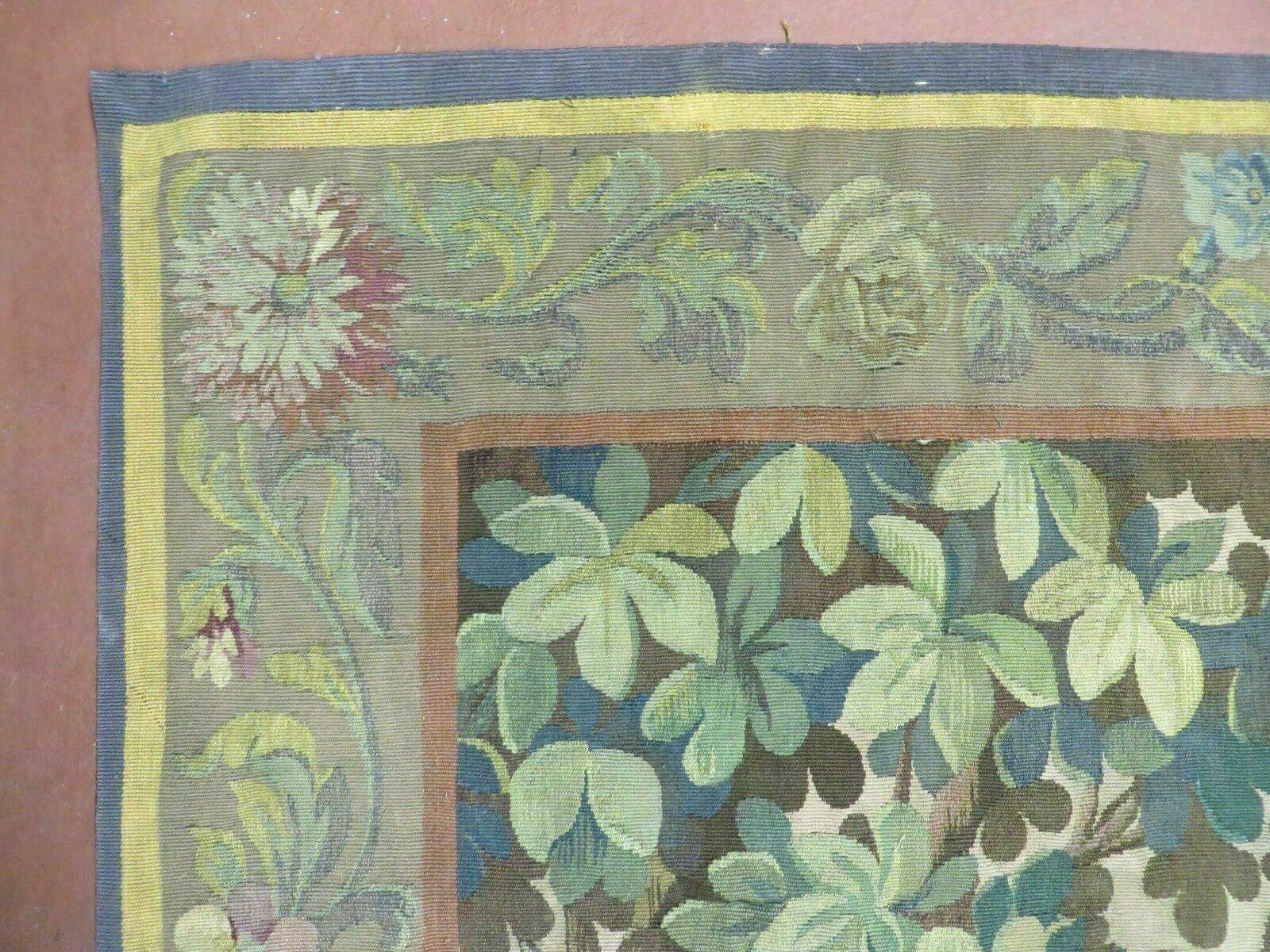 Antique French Tapestry 5x6 French Handmade Aubusson Nature One Of A Kind Rare