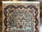 Indo Persian Kerman Rug 3x5, Light Blue, Floral Medallion
