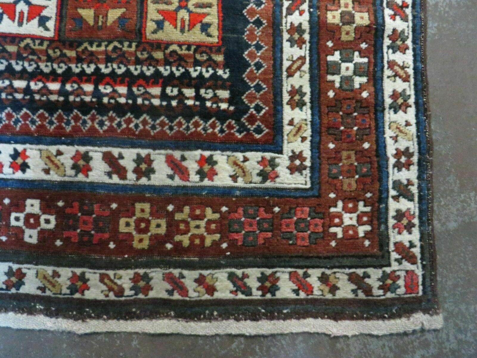 3' 7" X 14' Antique Handmade Caucasian Wool Rug Carpet Nice