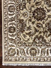 Indo Mahal Rug 6x9, Indian Carpet 6 x 9 ft, Light Green and Ivory, Floral Allover, Wool Oriental Carpet, Traditional Rug, Handmade