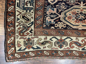 Antique Persian Tribal Runner Rug 4.6 x 9.8, Kurdish Runner, Rug for Hallway or Kitchen, 1920s Carpet, Wool Handmade Rug
