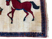 3.5 X 5 Handmade Hand-Knotted Quality Wool Pictorial Brown Horses Animal Rug