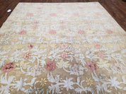 Modern Tibetan Rug 6x9, Wool and Silk Tibetan Rug, Handmade Tibetan Rug, Silk Flowers, Contemporary Rug, Soft Rug, Tibetan Area Rug, Tan